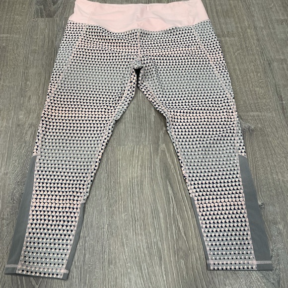 Crane Leggings Large Pink Grey Capris - Picture 1 of 3